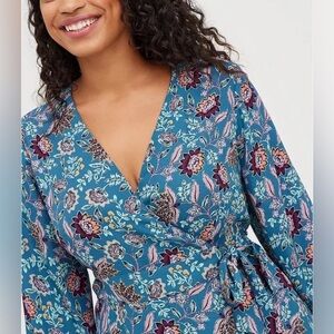 Torrid Split Front Blouse - Georgette Floral Dark Blue